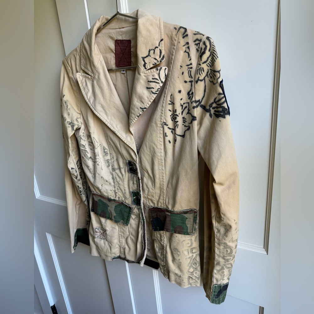 Ripley U.S.R.C Embroidered Utility Jacket Patchwork Print Size S - Picture 1 of 12